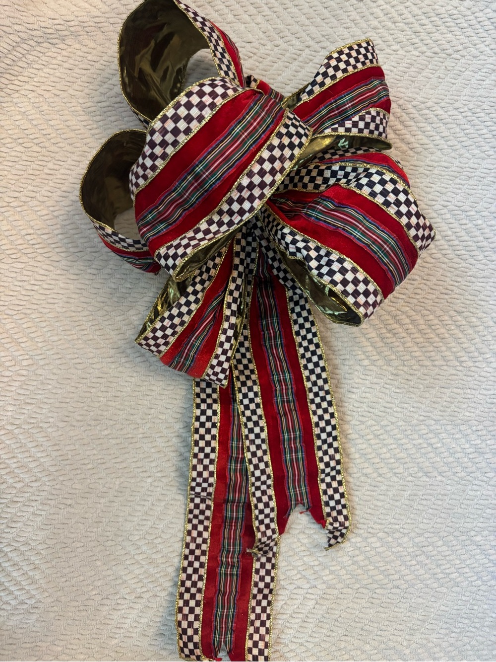 Mackenzie-Childs large handmade bow with highland ribbon